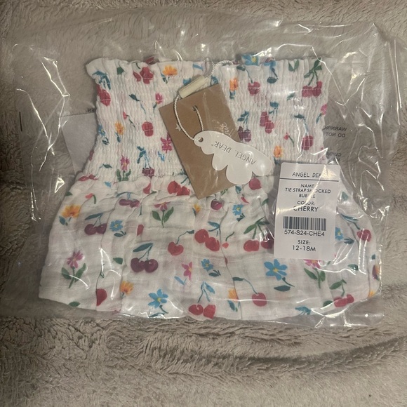 Angel Dear Tie Strap Smocked Bubble 12-18M NWT - Picture 2 of 2